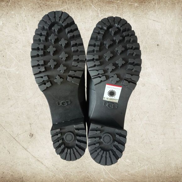 New In Box Ugg Redwood Ankle Boot Black Heeled Size 8 Suede Lace Up Waterproof - Picture 6 of 10